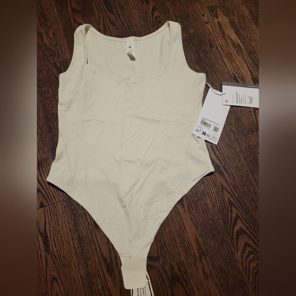 lululemon athletica Nulu Wundermost Square-Neck Bodysuit Bodysuit In Bone/Cream